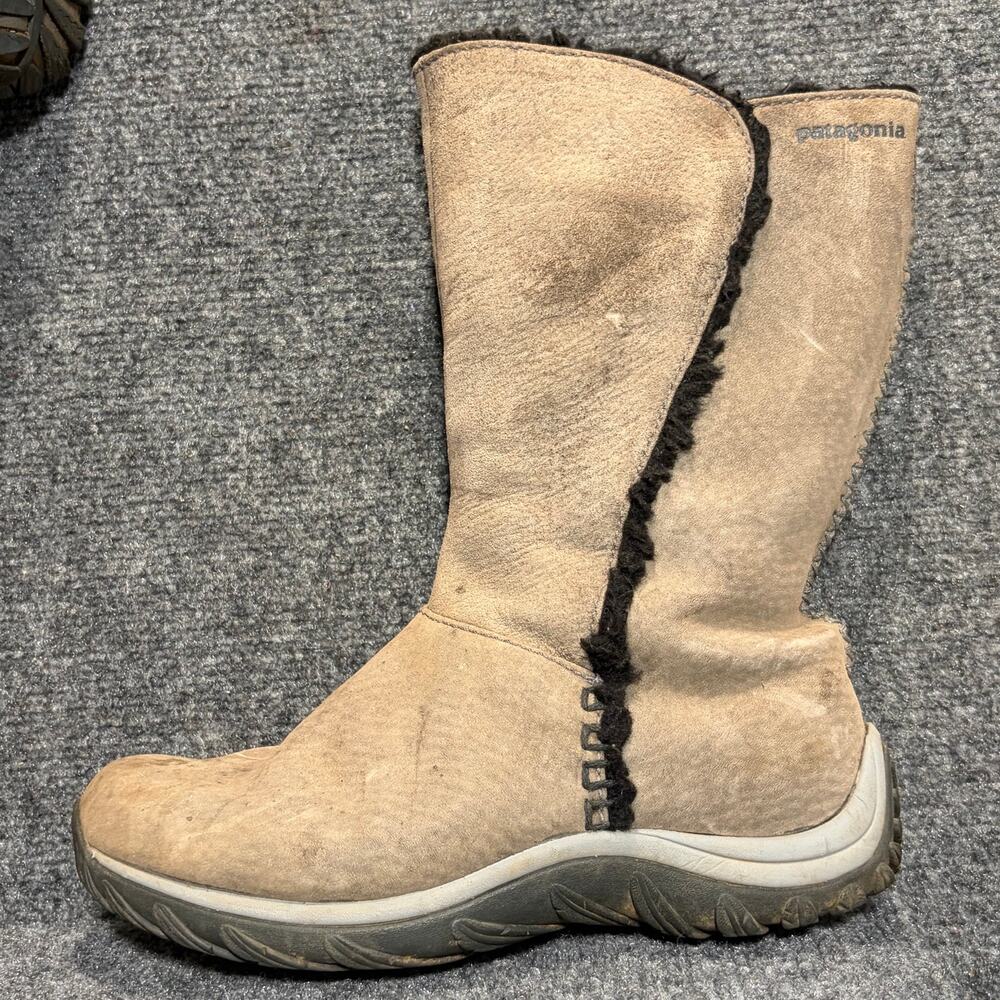 Patagonia Lugano Waterproof Boots Womens Size 8 EU 39 Winter Tan Suede Insulated
